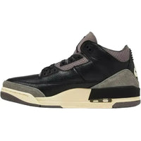 Jordan 3 Retro A Ma Maniére in black tumbled leather with violet ore accents, grey suede overlays, and a vintage-style midsole.