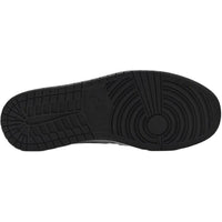 Black rubber outsole of the Air Jordan 1 Mid Fearless Facetasm sneaker with a circular traction pattern.