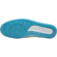 Blue and white rubber outsole of the Jordan x J Balvin Air Jordan 2 sneaker with a textured tread pattern.