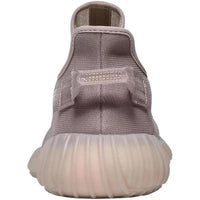 Rear view of the adidas Yeezy Boost 350 V2 Mono Mist featuring a semi-translucent mesh upper and ribbed sole.