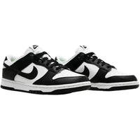 Nike Dunk Low Next Nature Panda women's sneakers in black and white leather with a low-cut padded collar.