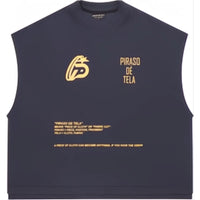 VISION BOXY CROP TEXTURED TANK NAVY BLUE