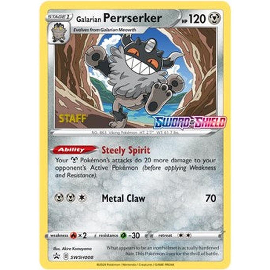 Galarian Perrserker - SWSH008 (Prerelease) [Staff]