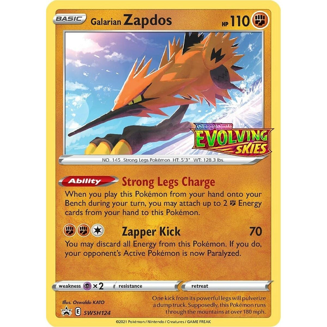Galarian Zapdos - SWSH124 (Prerelease)