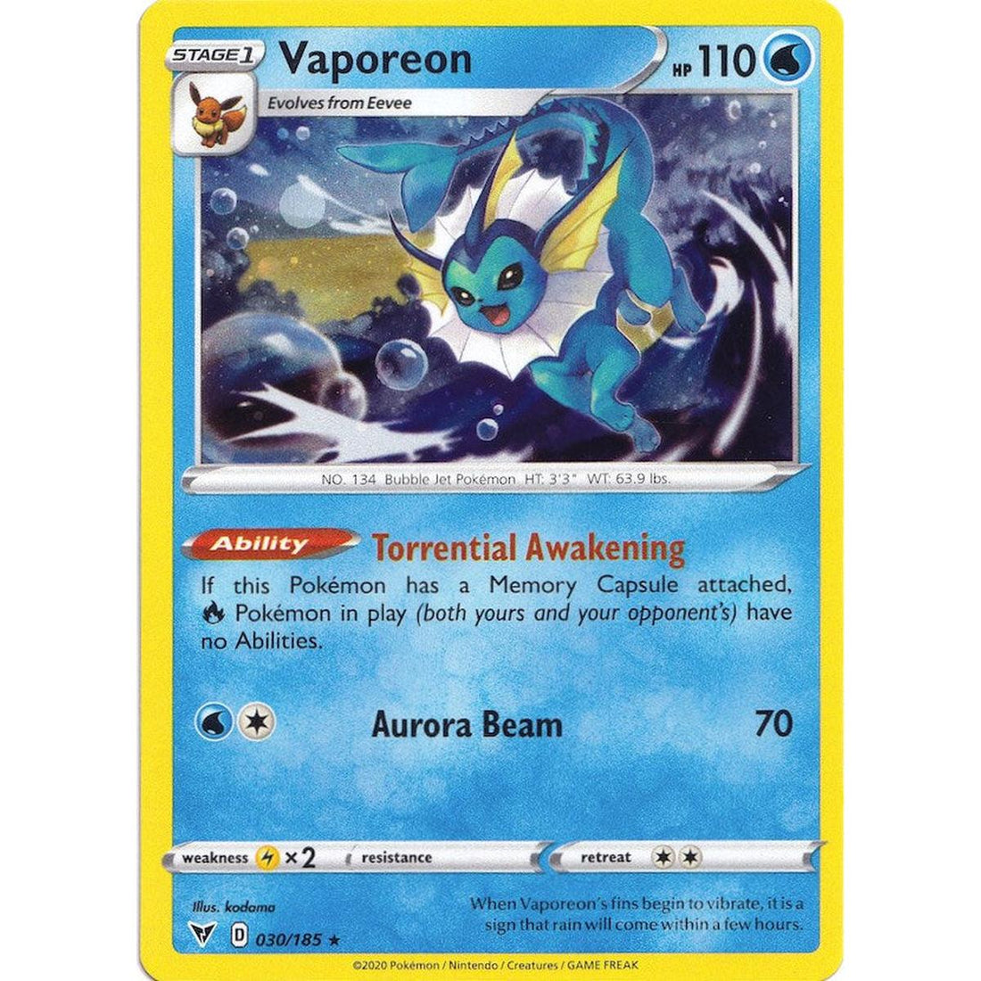 Vaporeon - 030/185 (Cosmos Holo)