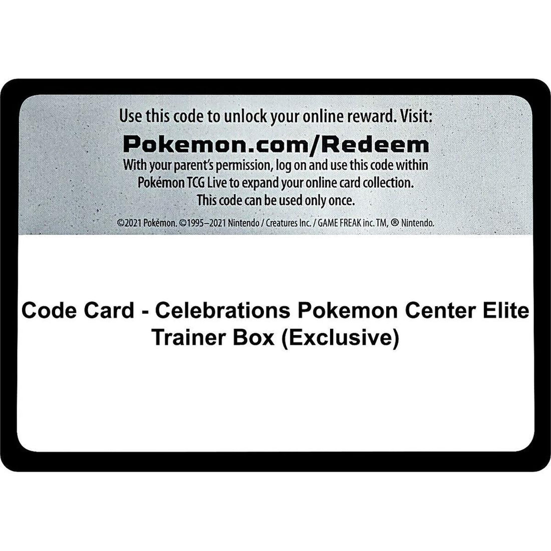 Code Card - Celebrations Pokemon Center Elite Trainer Box (Exclusive)