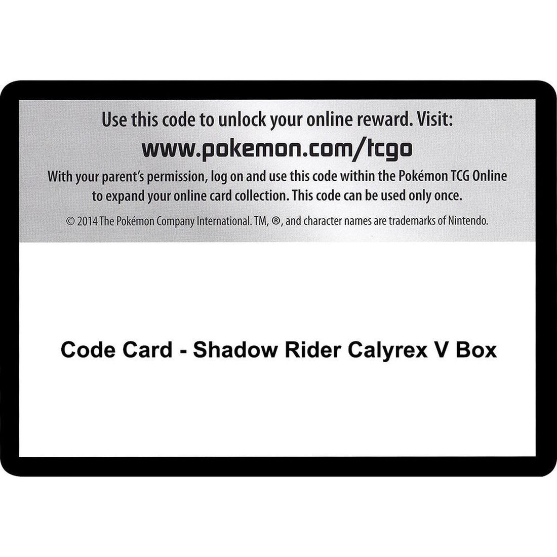 Code Card - Shadow Rider Calyrex V Box