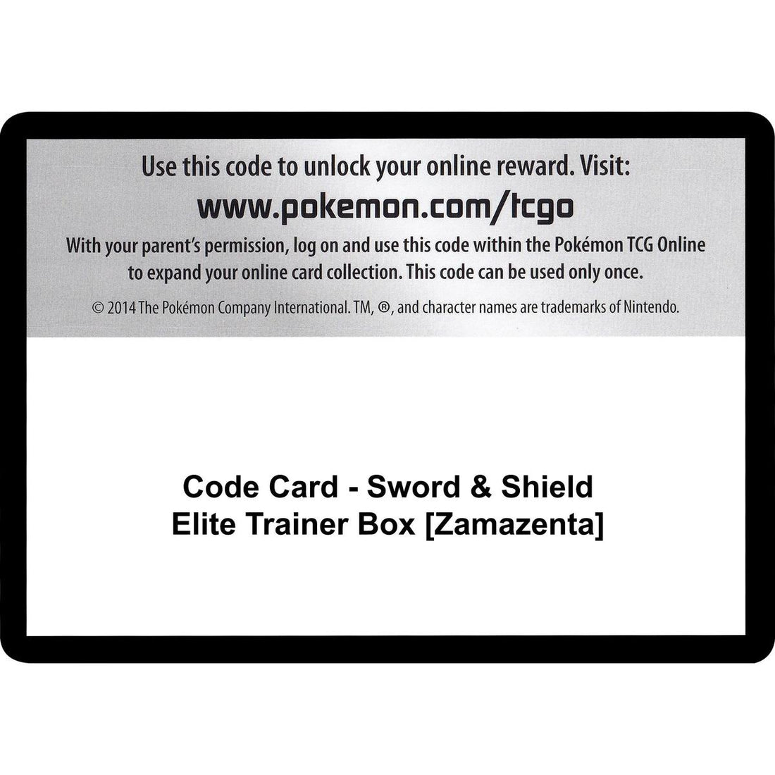 Code Card - Sword & Shield Elite Trainer Box [Zamazenta]