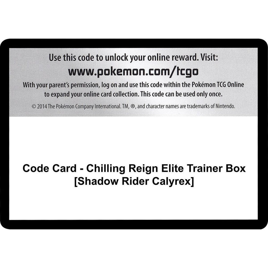 Code Card - Chilling Reign Elite Trainer Box [Shadow Rider Calyrex]