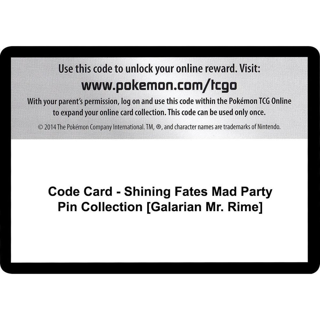 Code Card - Shining Fates Mad Party Pin Collection [Galarian Mr. Rime]