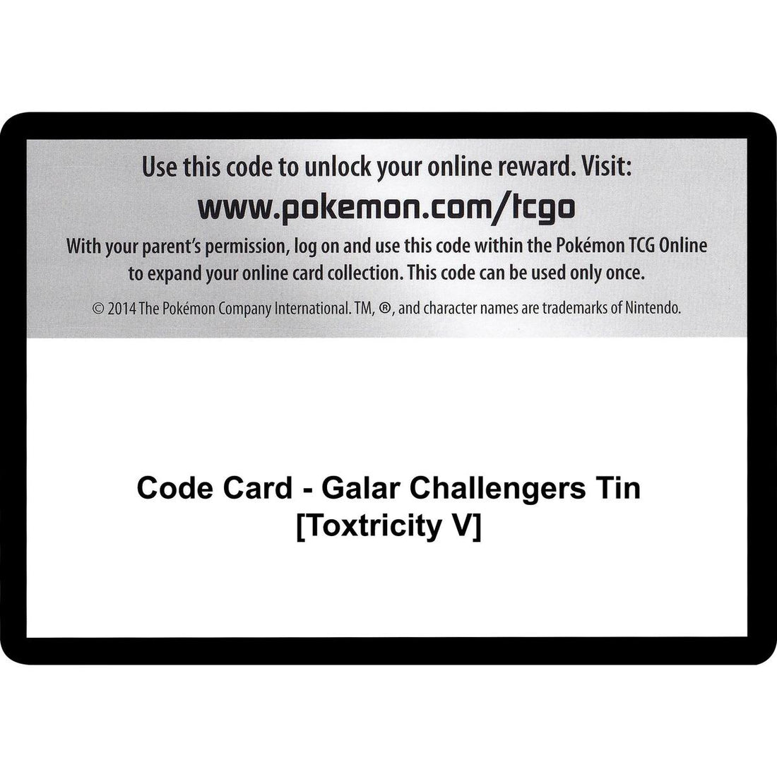 Code Card - Galar Challengers Tin [Toxtricity V]