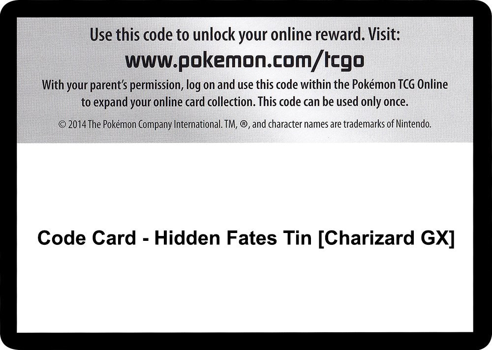 Code Card - Hidden Fates Tin [Charizard GX]