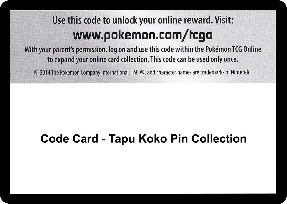 Code Card - Tapu Koko Pin Collection