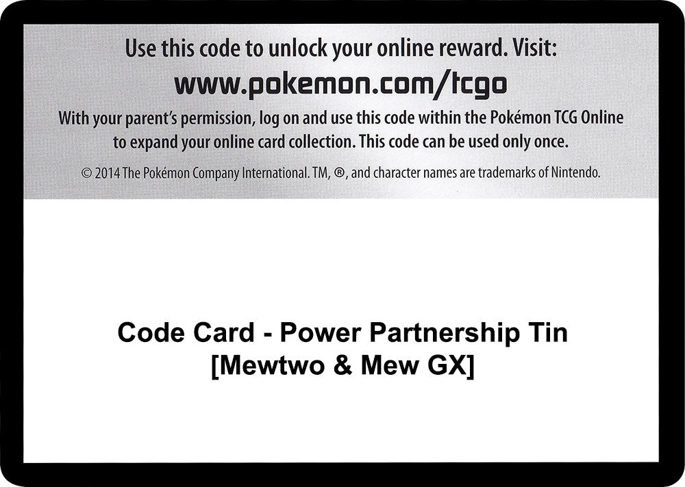 Code Card - Power Partnership Tin [Mewtwo & Mew GX]