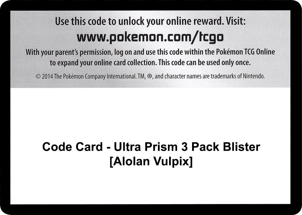 Code Card - Ultra Prism 3 Pack Blister [Alolan Vulpix]