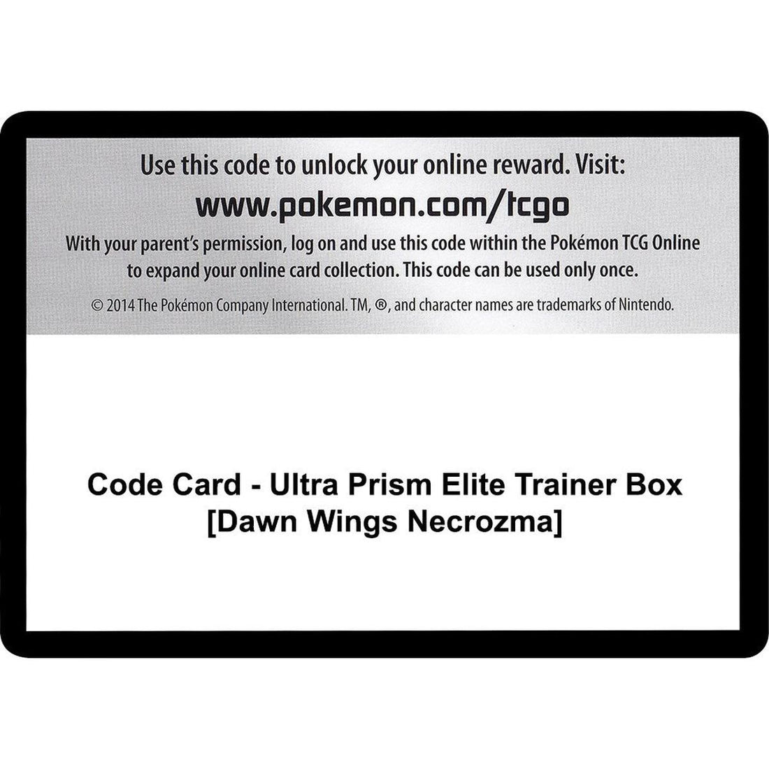 Code Card - Ultra Prism Elite Trainer Box [Dawn Wings Necrozma]