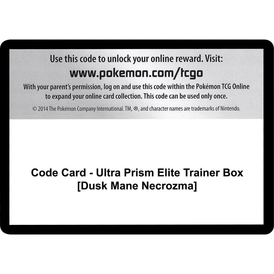 Code Card - Ultra Prism Elite Trainer Box [Dusk Mane Necrozma]