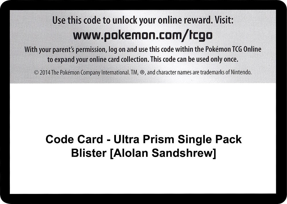 Code Card - Ultra Prism Single Pack Blister [Alolan Sandshrew]