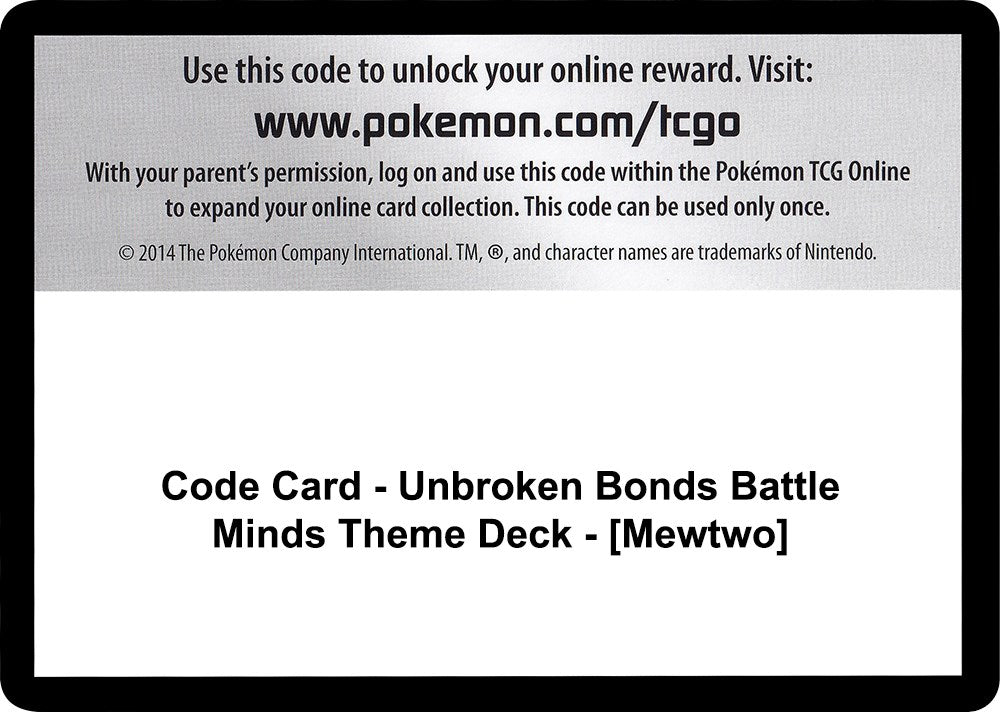 Code Card - Unbroken Bonds Battle Minds Theme Deck - [Mewtwo]