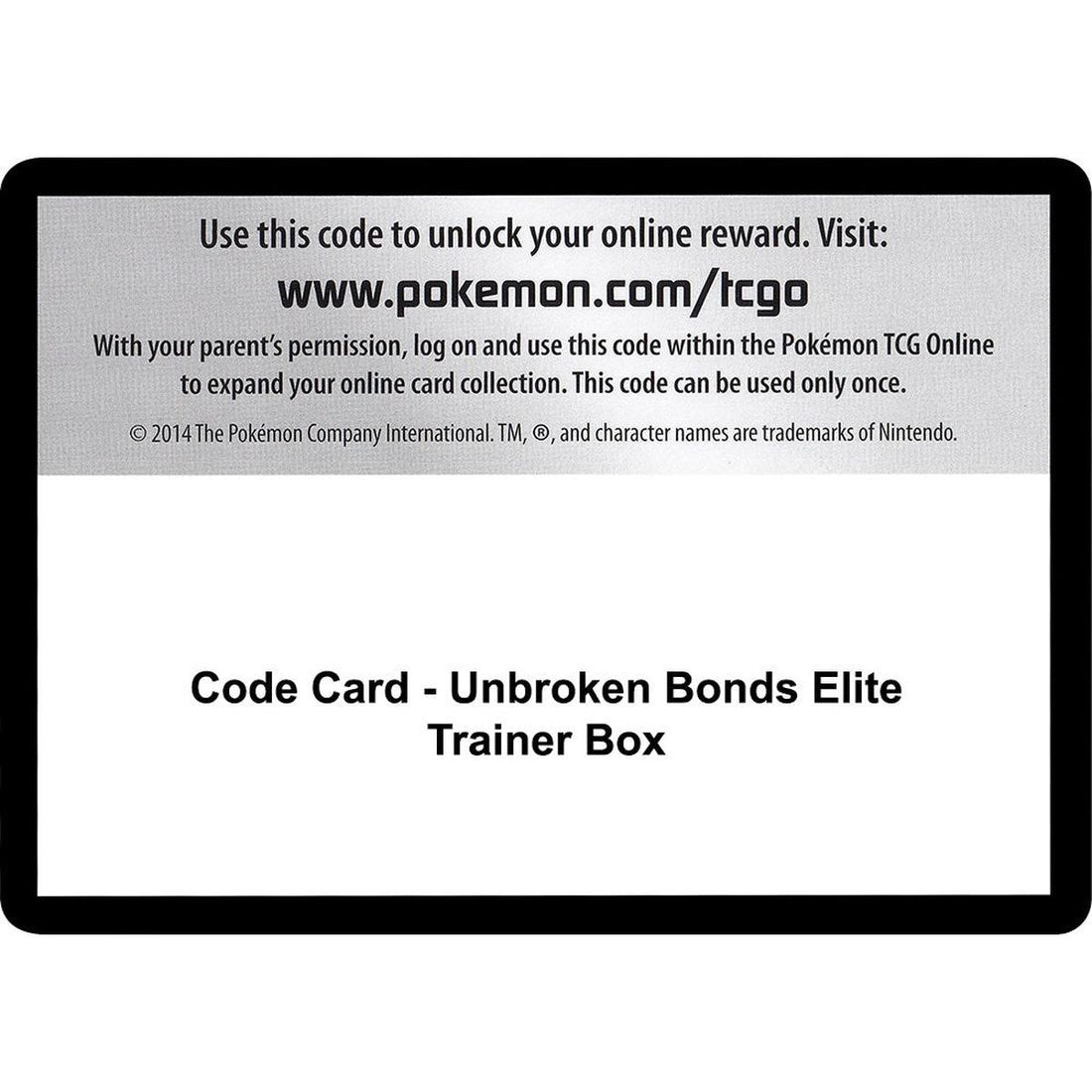 Code Card - Unbroken Bonds Elite Trainer Box