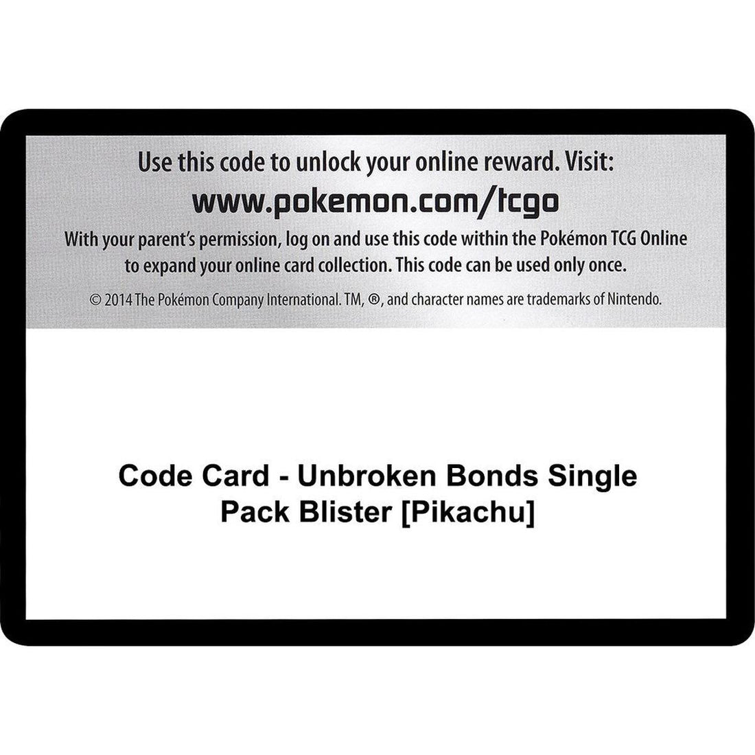 Code Card - Unbroken Bonds Single Pack Blister [Pikachu]