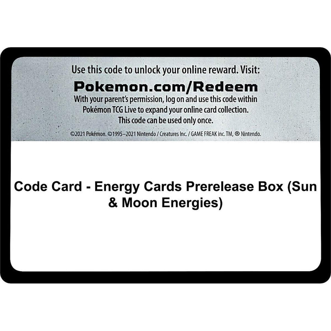 Code Card - Energy Cards Prerelease Box (Sun & Moon Energies)