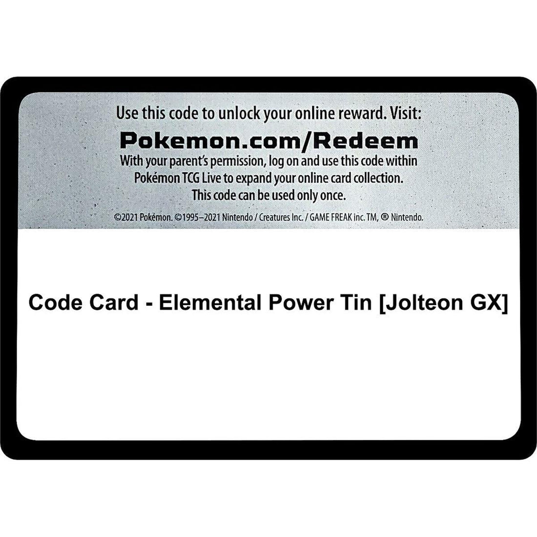 Code Card - Elemental Power Tin [Jolteon GX]