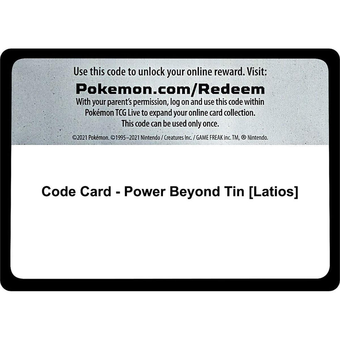 Code Card - Power Beyond Tin [Latios]