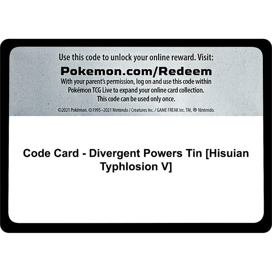 Code Card - Divergent Powers Tin [Hisuian Typhlosion V]