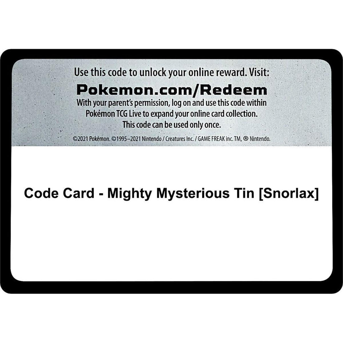 Code Card - Mighty Mysterious Tin [Snorlax]