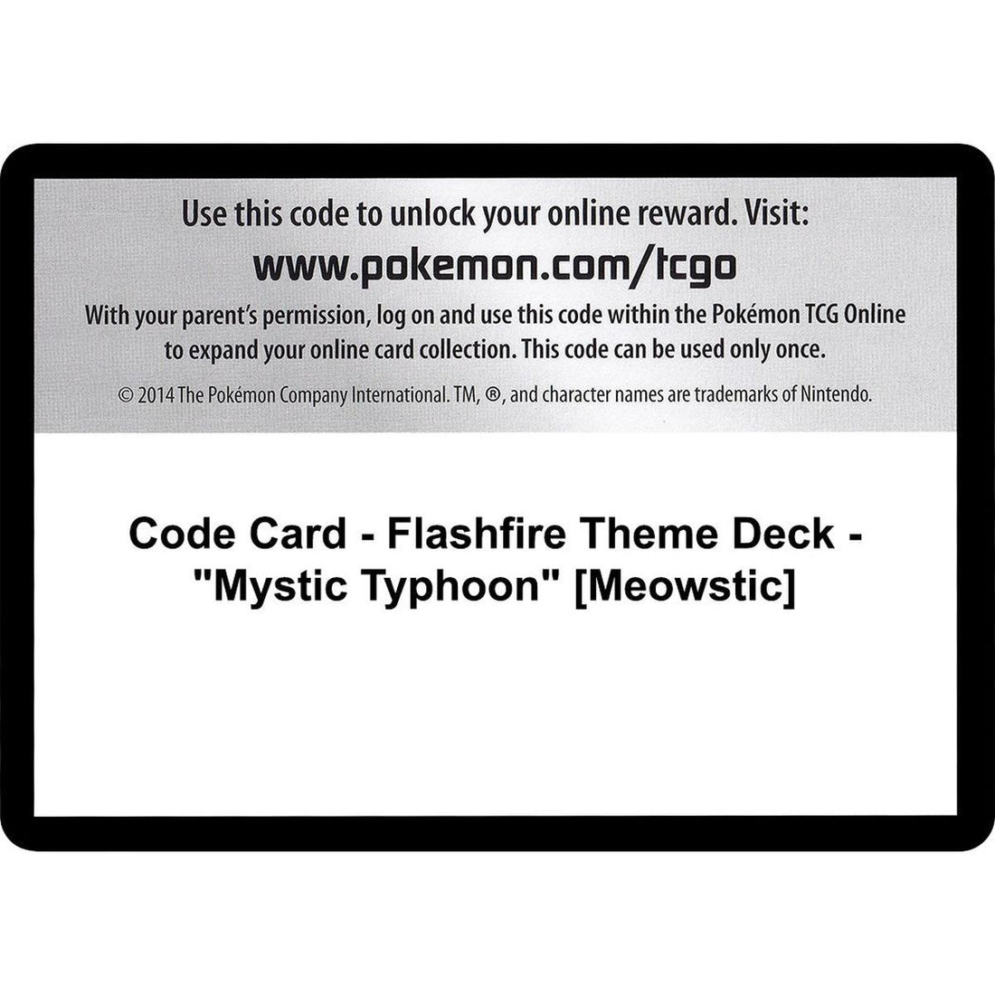 Code Card - Flashfire Theme Deck - "Mystic Typhoon" [Meowstic]