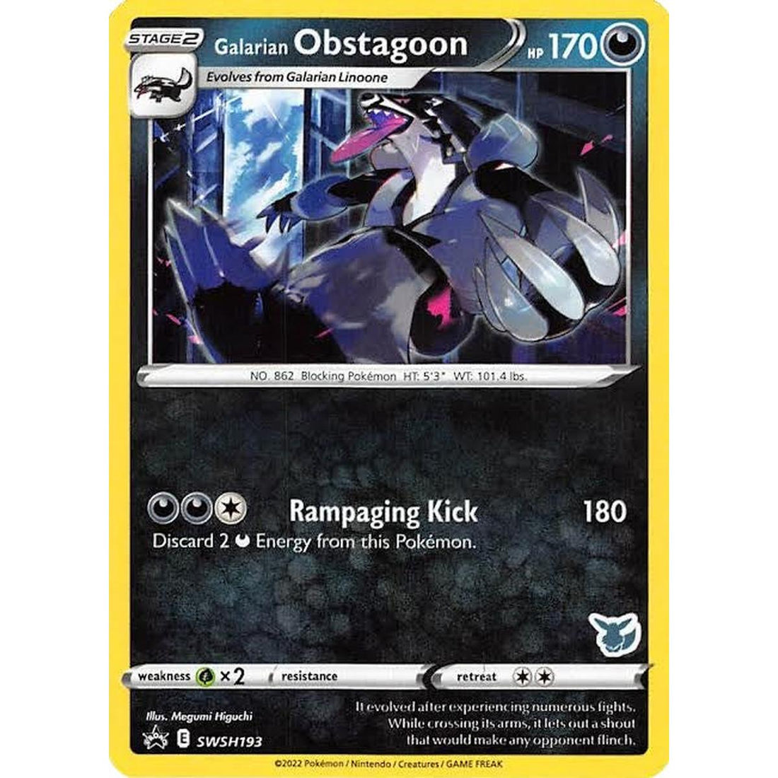 Galarian Obstagoon - SWSH193 (Eevee Stamped)