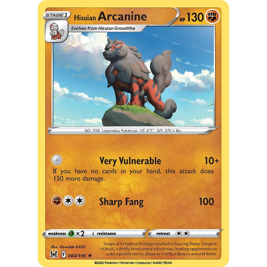 Hisuian Arcanine - 084/196 (Non-Holo)