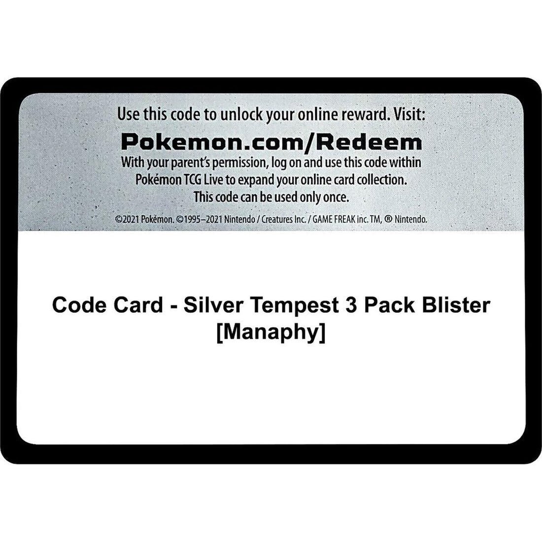 Code Card - Silver Tempest 3 Pack Blister [Manaphy]