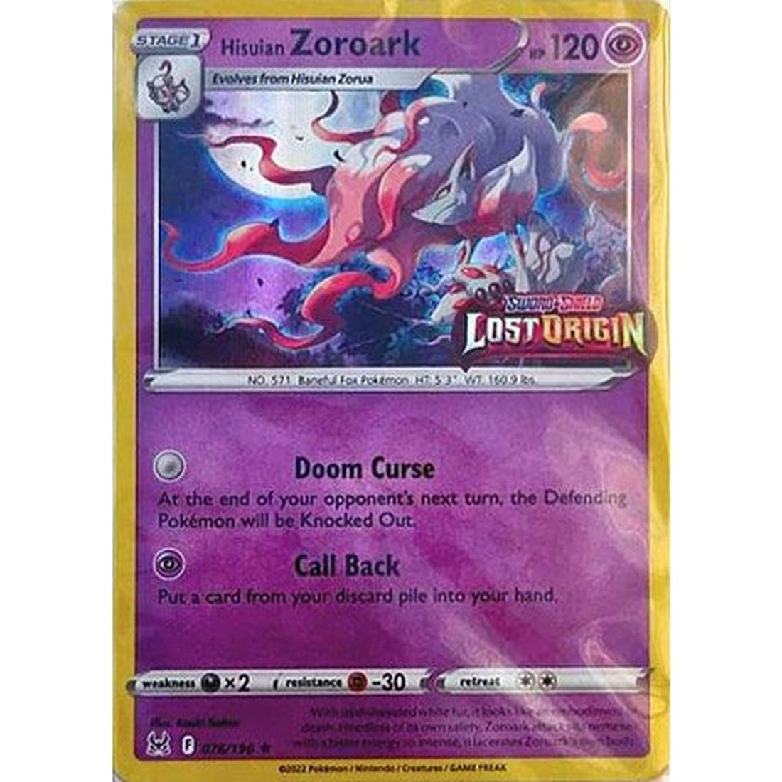 Hisuian Zoroark - 076/196 (Lost Origin Stamped)