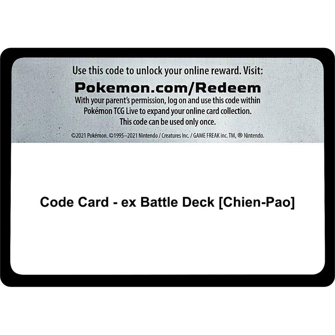 Code Card - ex Battle Deck [Chien-Pao]