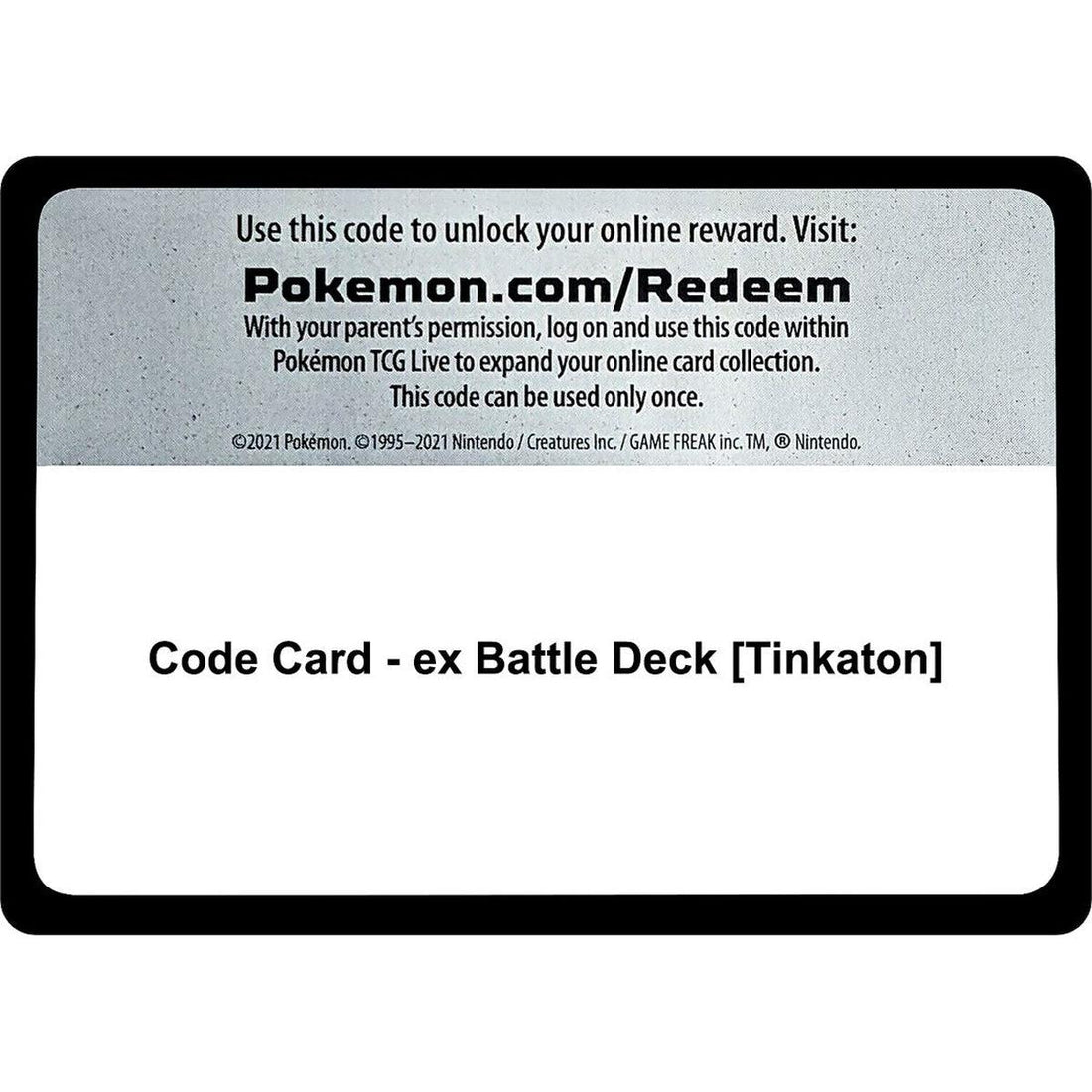 Code Card - ex Battle Deck [Tinkaton]