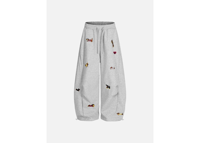 Aelfric Eden Embroidery Dog Baggy Barrel Sweatpants