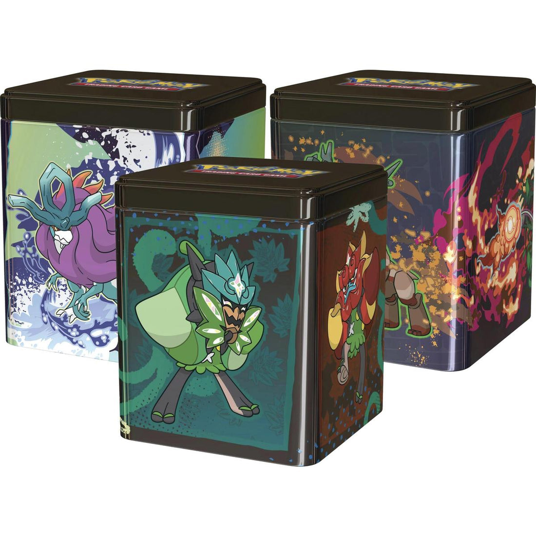 Pokemon Stacking Tins: Treasures of Ruin, Paradox Pokemon, Ogerpon [Set of 3]