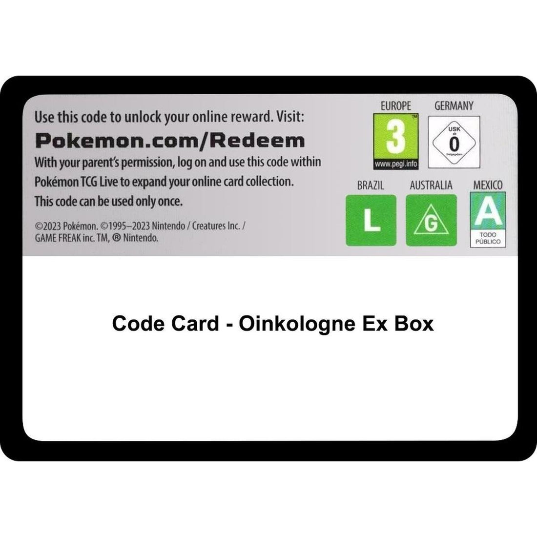 Code Card - Oinkologne ex Box