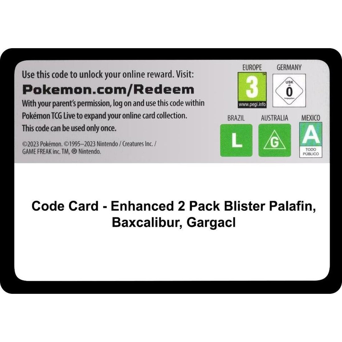 Code Card - Enhanced 2-Pack Blister Pack [Palafin, Baxcalibur & Garganacl]