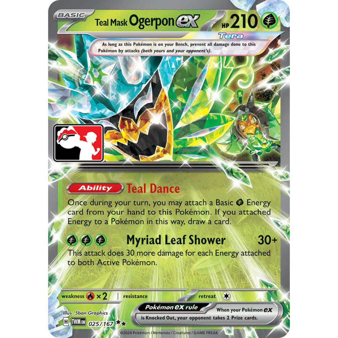 Teal Mask Ogerpon ex - 025/167 (Prize Pack Series 6)