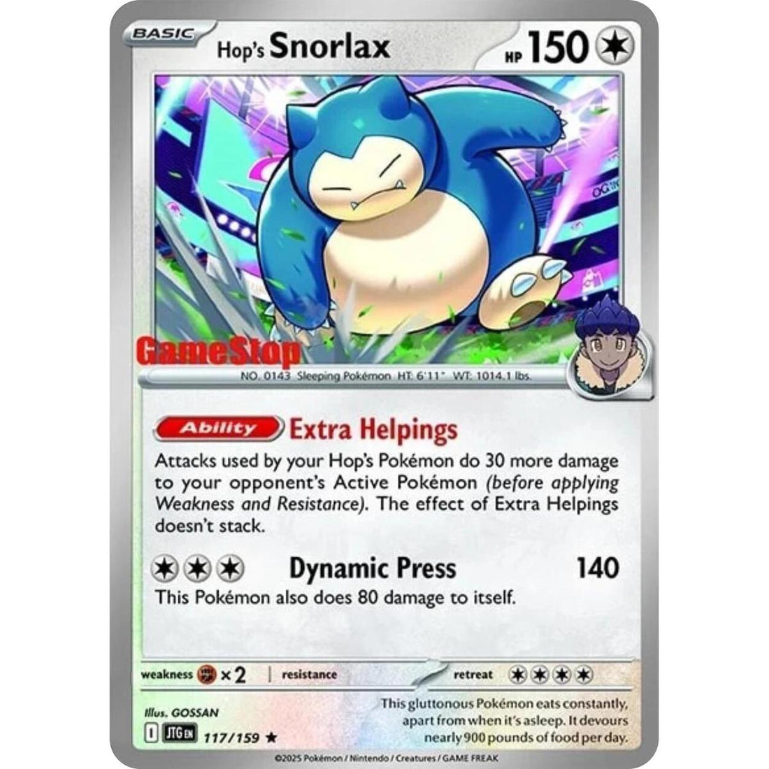 Hop's Snorlax - 117/159 (GameStop) (Cosmos Holo)