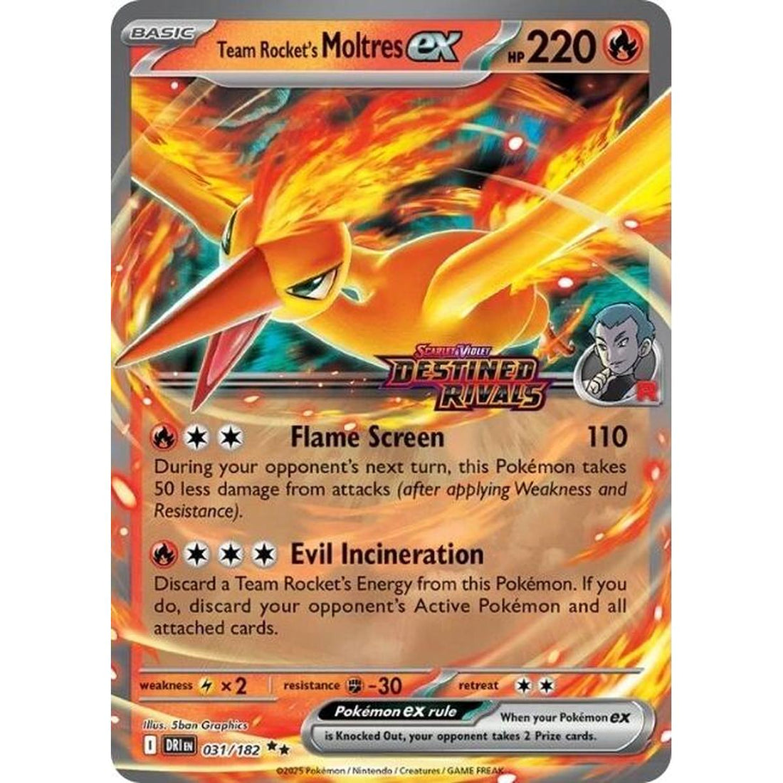 Team Rocket's Moltres ex - 31/182 (Destined Rivals Stamp)