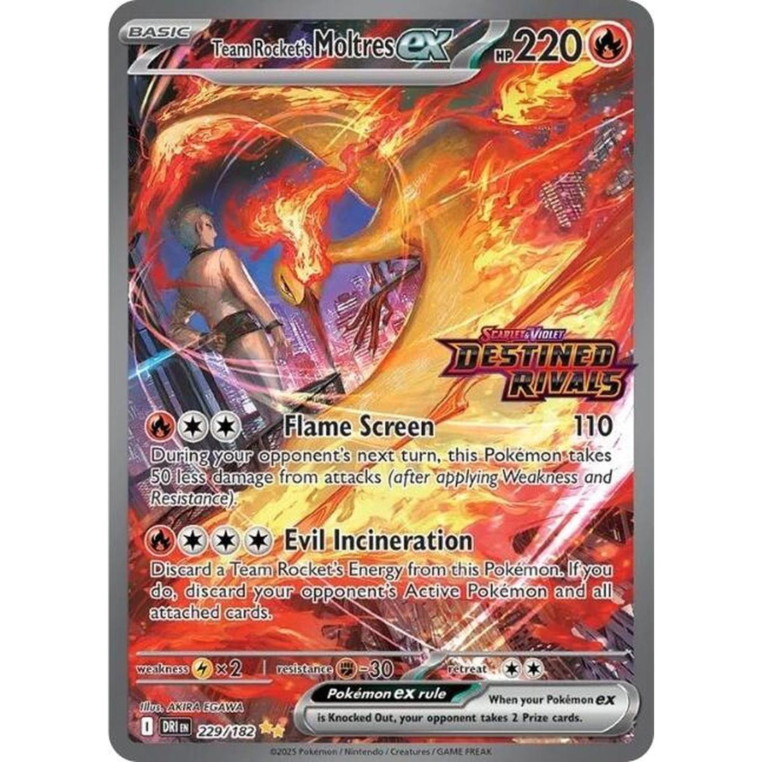 Team Rocket's Moltres ex - 229/182 (Destined Rivals Stamp)