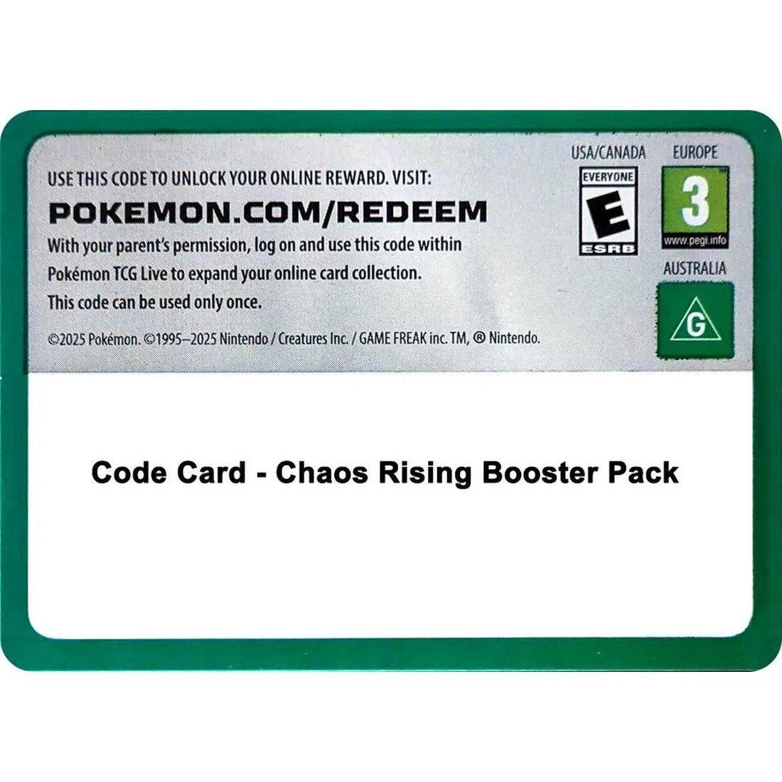 Code Card - Chaos Rising Booster Pack