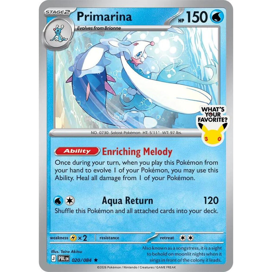 Primarina - 020/084 (What's Your Favorite Stamp)