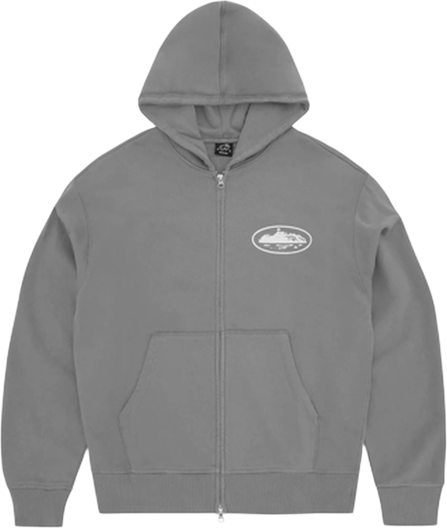 Corteiz Island Puff Zip Hoodie Gully Grey