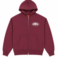 Corteiz Alcatraz Zip Hoodie Maroon