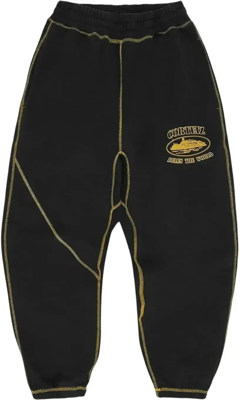 Corteiz Alcatraz Contrast Sweatpant Black & Yellow